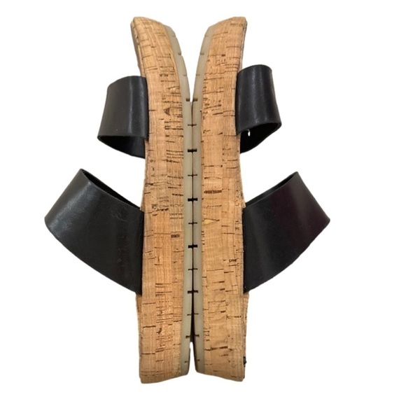 Korks Tidal Sandals Women's Size 8M Shoes Slides Double Strap Black Leather - Picture 3 of 7